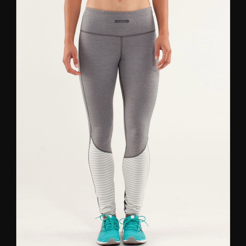 Lululemon Run: Runder Under Pant Heathered Slate/Macro Micro Stripe Polar Cream
